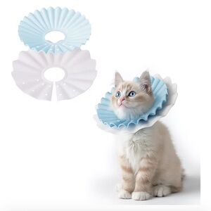 Elizabeth Soft Recovery Cone Collar for Pets Cats Blue and White 2 Piece Large